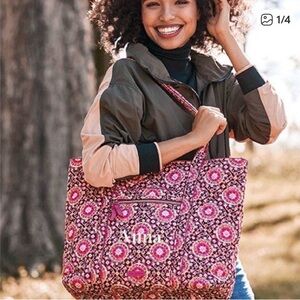 Vera Beadley Pink Patterned Women's Tote Bag